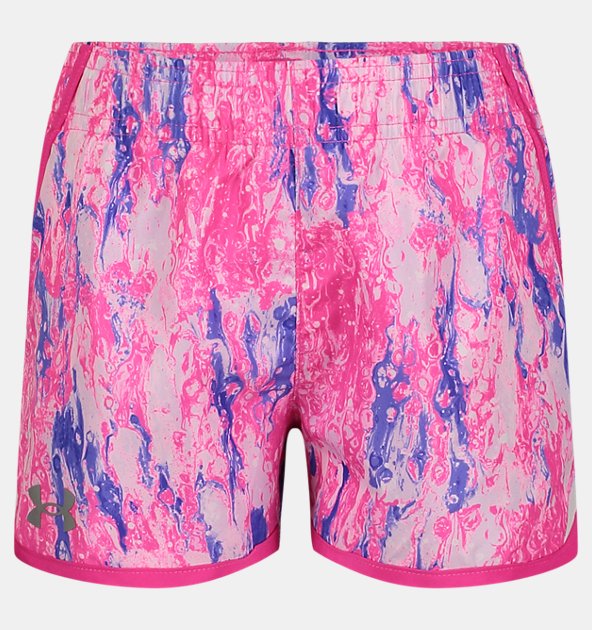 Under Armour Little Girls' UA Fly-By Glitched Leopard Shorts